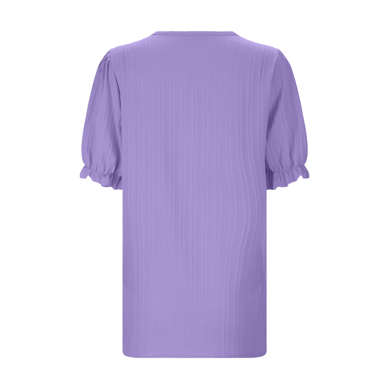 thumbnail image 5 of Blusa elegante lisa de verano con cuello en V y encaje para mujer - Camiseta cómoda de manga corta en color liso, 5 of 5